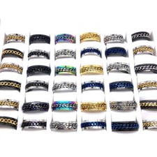Wholesale 100pcs 316L Stainless Steel Rings Rotatable Fashion Jewelry Spinner