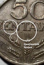 1977 Portugal 50 Centavos Error Coin Bronze Lamination Issues Crisp Bright