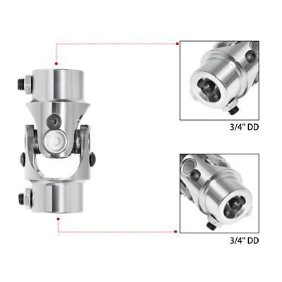 NEW 3/4'' DD X 3/4'' DD Single Universal Steering Shaft U Joint Chrome