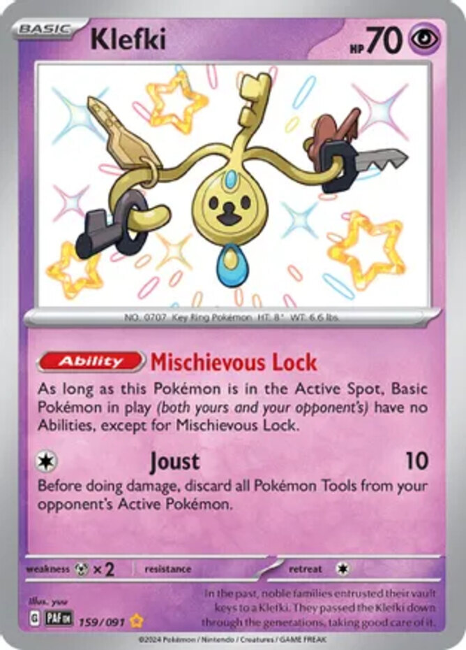 1x Klefki - 159/091 - Shiny Rare NM-Mint Pokemon SV04.5 - Paldean Fates