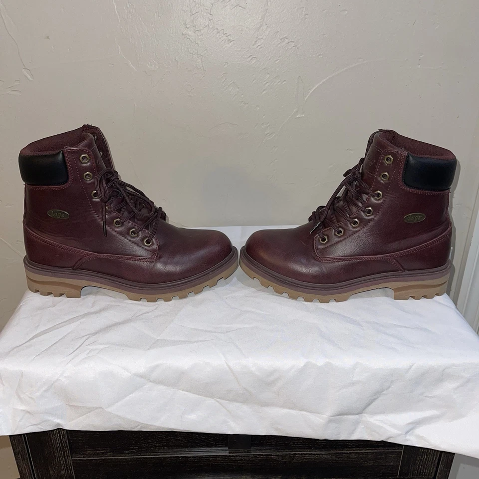 Y2K Lugz Empire High Lace Burgundy Leather Boots Memory Foam Women’s US 8 - Image 3 of 4