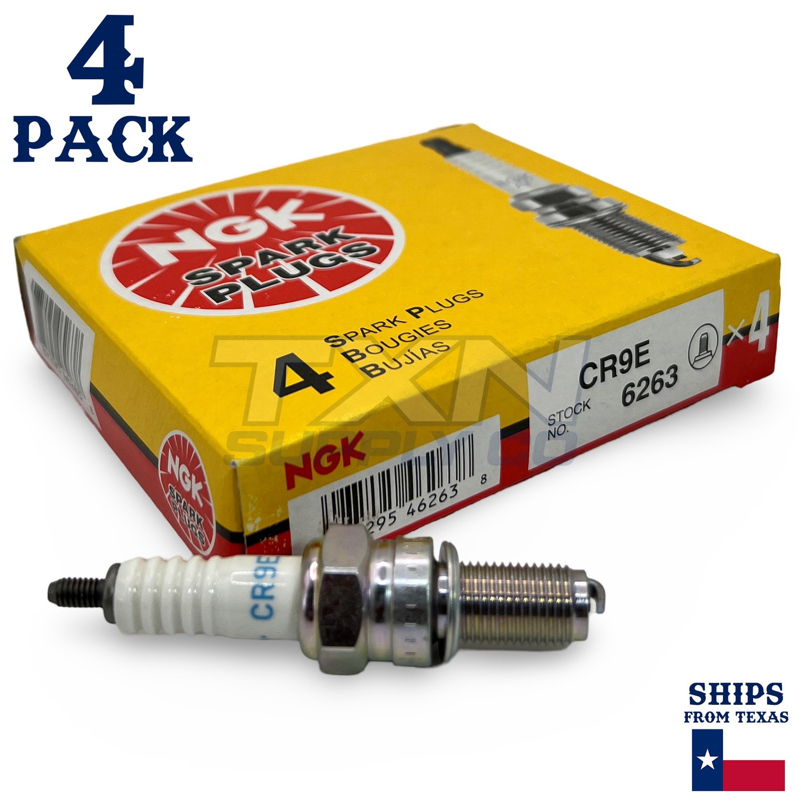 NGK Standard 6263 CR9E Standard Spark Plug, 4 Pack