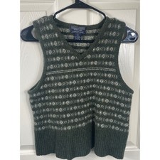 American Eagle Lambs Wool Vest Boys Size L Fair Isle Sleeveless Sweater