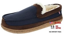 Men's Slipper with Memory Foam, Classic Soft Microsuede 11-12 Navy Blue