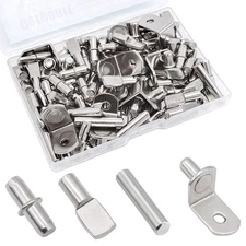 104Pcs Shelf Pins Kit,4 Styles Nickel Plated Shelf Support Pegs,Bookshelf Peg...