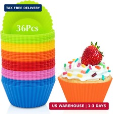 RAINFLOW 36 PCS Silicone Cupcake Baking Cups - Reusable Non-stick Muffin Liners,