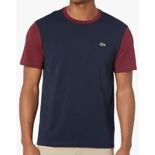 Lacoste Men's Cotton T Shirt Colorblock Jersey T-Shirt Marine/Zin S