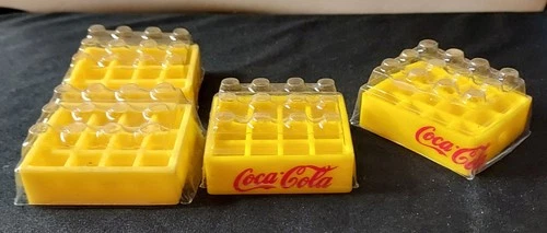Vintage Set of 4 Empty Miniature Coca-Cola Plastic Crates - Clear Plastic Covers