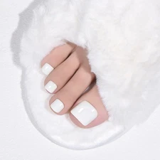 evpct Ivory White Press on Toenails Square Short for Women, Pure White Fake S...
