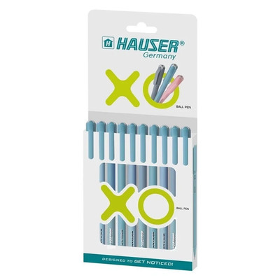 Hauser XO Blue Ink Ball Pens 0.7mm Tip Smoothly Writing -Free Shipping USA, 10x