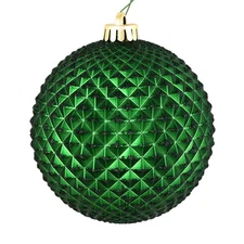 Vickerman Durian Glitter Decorative-Hanging-Ball-Ornaments, 4", Green, 6 Piece
