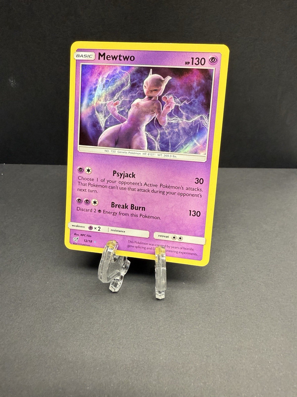 Pokémon TCG Mewtwo Detective Pikachu Holo Card 12/18 LP