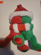 Vintage Hugging Christmas Plush Xmas Red Green Stuffed Animals Toy Bears 