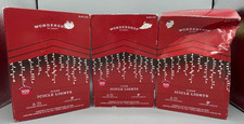 Wondershop 300 High Density Clear Icicle Lights White Wire 10 FT Long Lot Of 3