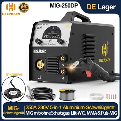 5 IN1 Aluminium-MIG-Schweißgerät 250A Gas/Gasless-MIG/LIFT-TIG/ MMA &TIG-Brenner