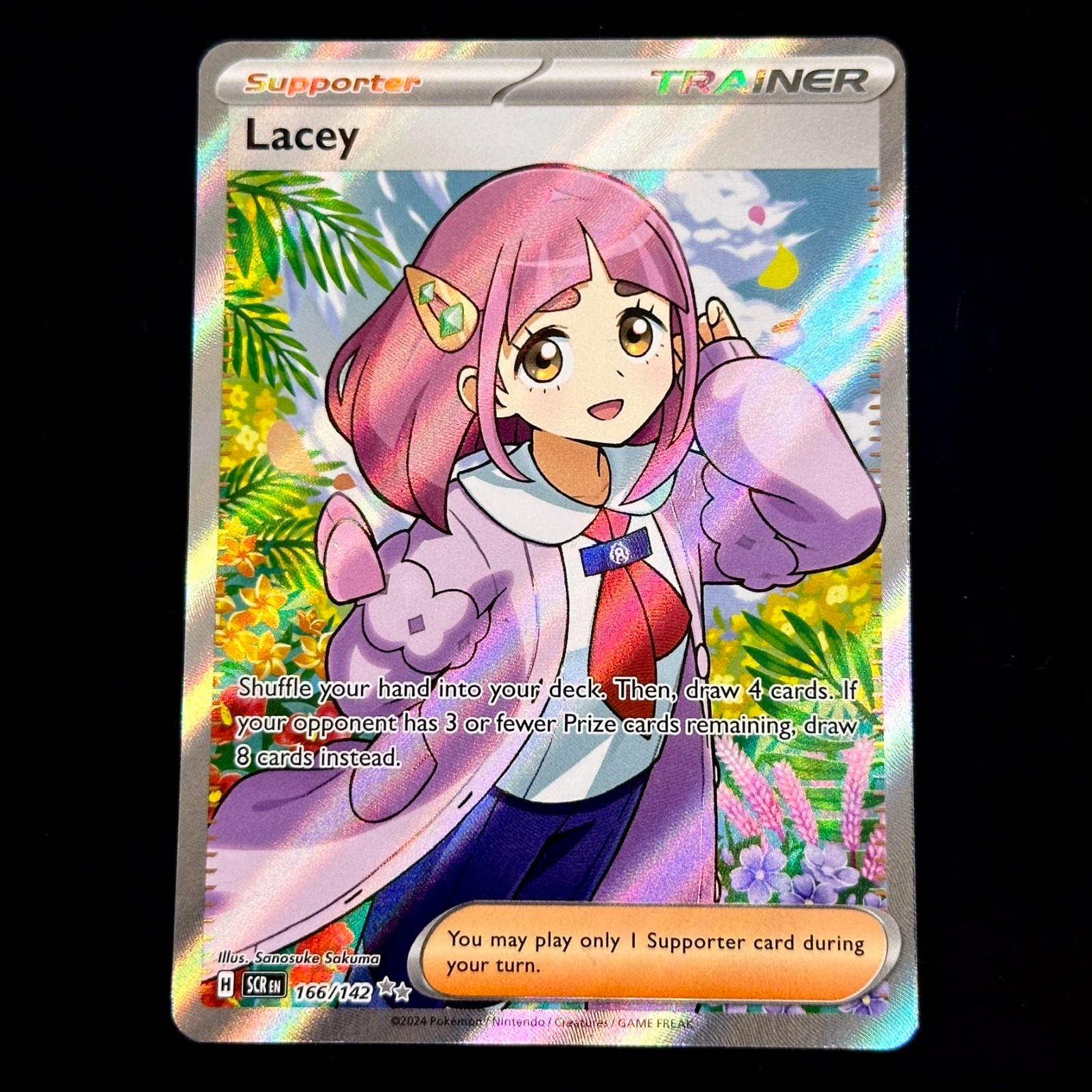 Lacey 166/142 Stellar Crown Ultra Rare Full Art Trainer Pokemon 2024