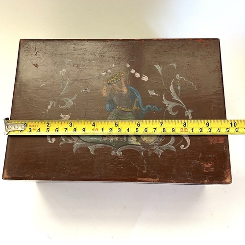 Antique German Hand Painted Keepsake Box Wagner Dragon Siegfried Fafnir Chest - Picture 11 of 14