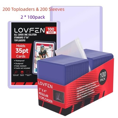 200ct 3x4 Toploaders & 200x Sleeves For Standard 35pt Trading Cards (2* 100pack)