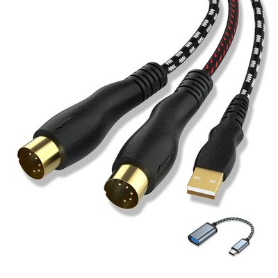 USB MIDI Cable 6.5FT Interface Adapter Converter For Keyboard PC Mac Laptop