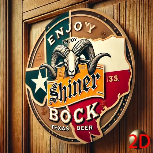 2D Flat, 1pc Shiner Bock Texas Beer Vintage Aluminum Tin Metal Signs Wall 8X8