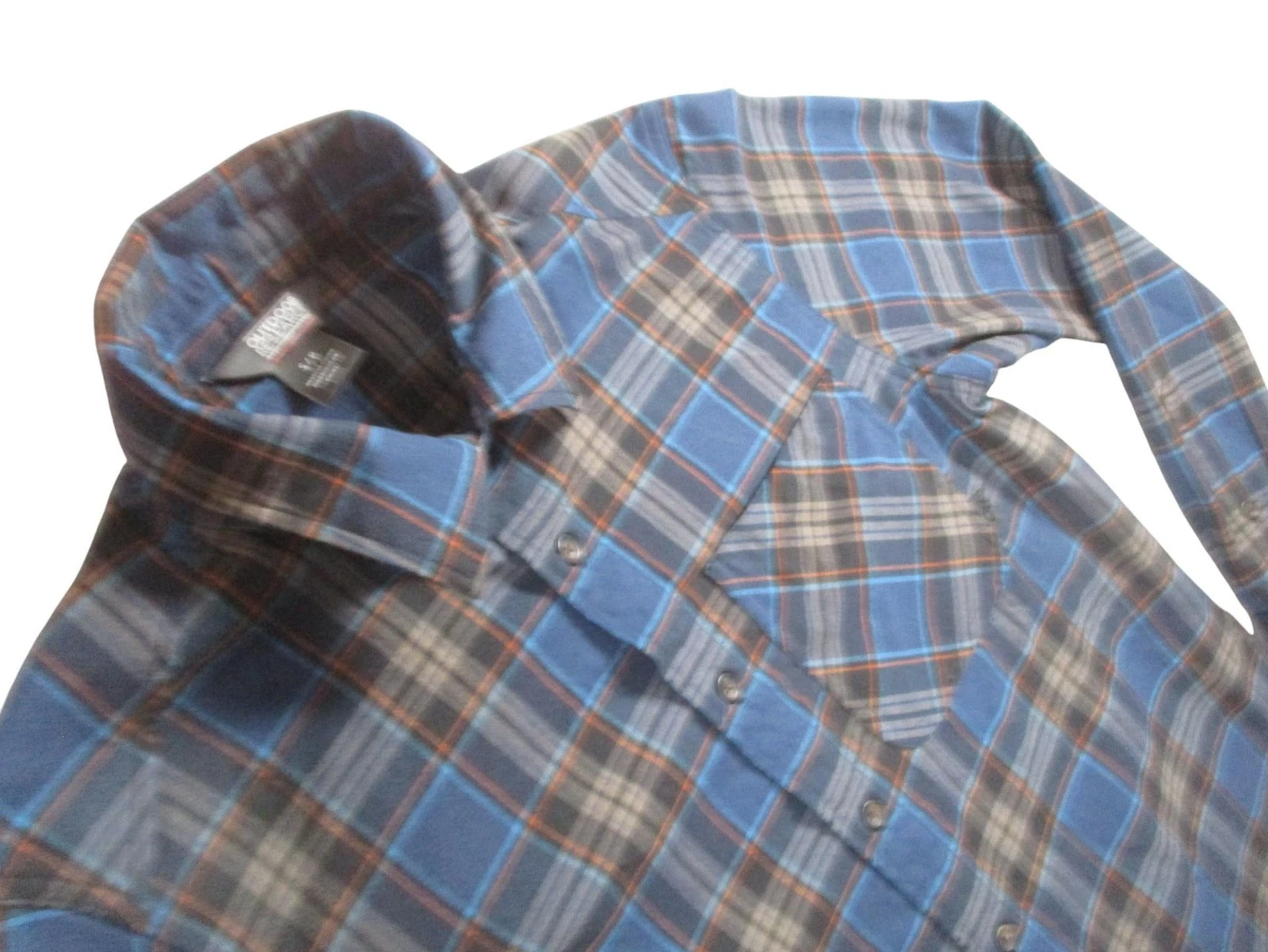 Outdoor Research Kulshan Flannel Shirt Mens Small Blue Plaid Long Sleeve Outdoor