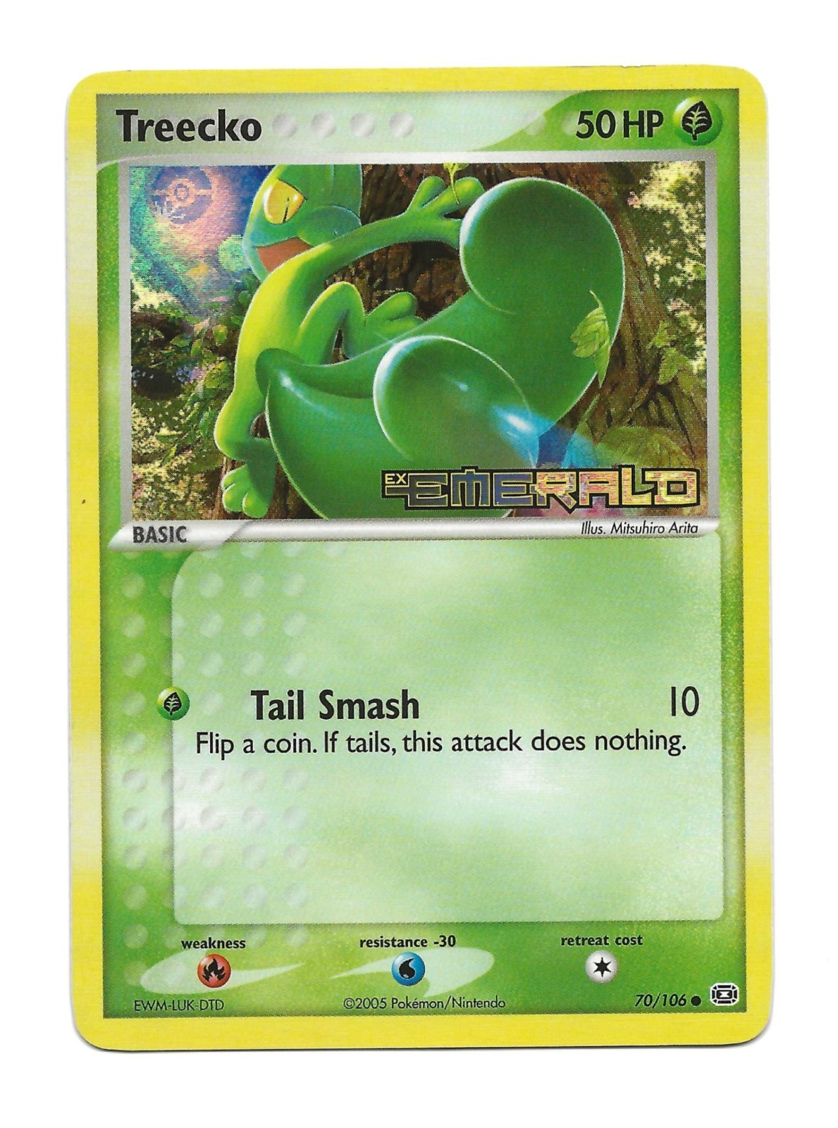 2005 Pokemon EX Emerald Treecko 70/106 Reverse Holo Stamped NM/Pack Fresh
