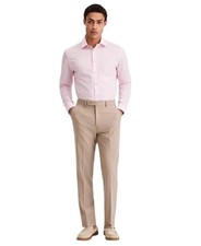 Calvin Klein Mens Slim fit Dress Pants 34 / 30 Beige Solid Stretch