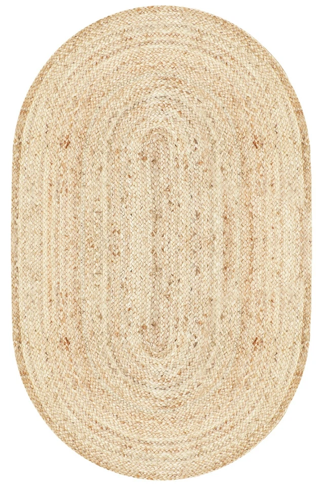Ovale Jute Tapis Décoration Murale Extérieur Jardin Couloir Nature 150cm Grand - Photo 1/4