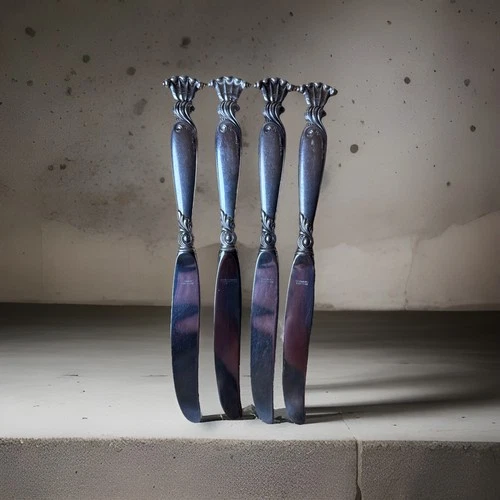 4 Wallace Stainless/Sterling Silverware Romance of the Sea Knives Flatware 9 7/8