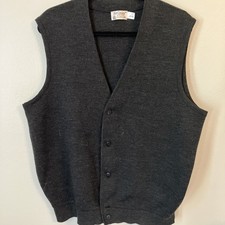 St. Croix Men's 100 Wool Vest Charcoal Vintage large