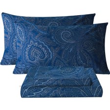 Cooling Breathable 4-Piece Queen Sheet Set - Extra Deep Pocket Navy Floral
