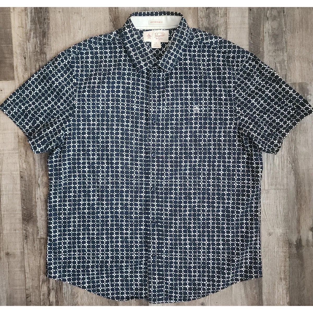 Chemise Homme An Original Penguin - Taille 15.5 Medium, Coupe Slim, Bleu à Carreaux (occasion)