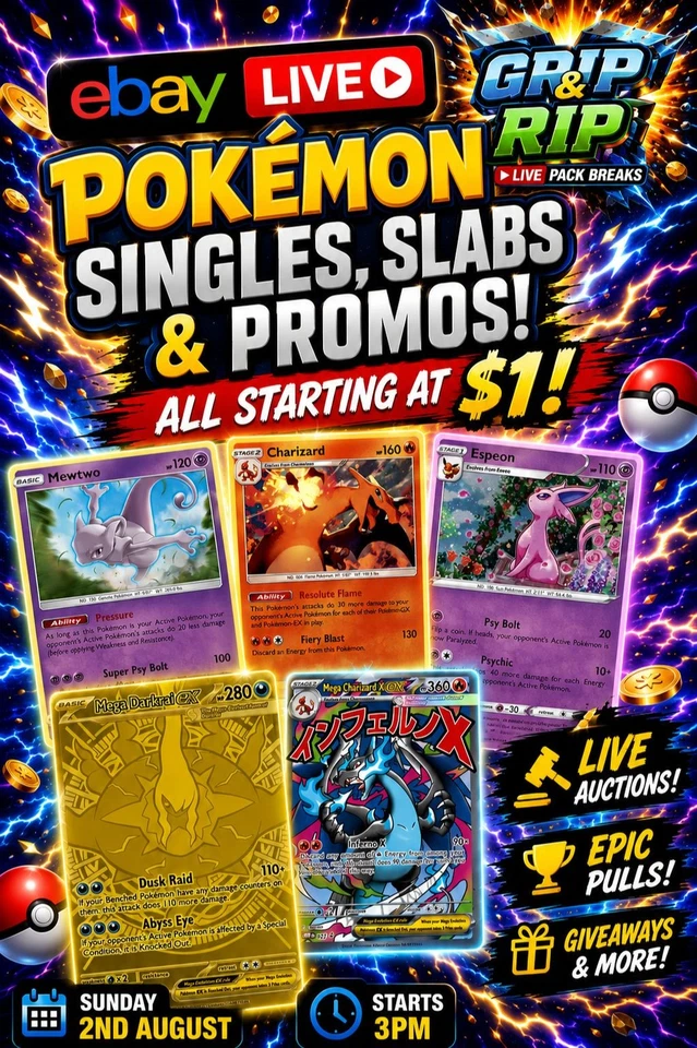 Pokemon Singles, Slabs & Promos | $1 starts | Join the Fun 🕺