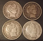 (4) Fine (Details) Barber Dimes (1912-D, 13, 14, 16)