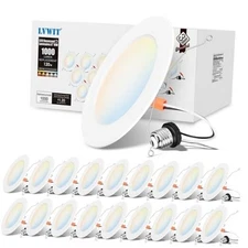  6 inch LED Recessed Lighting, Slim Can Lights with Cover, 6in-18pack White