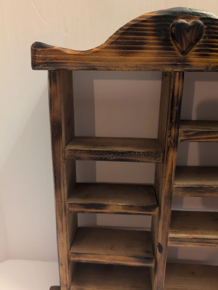 Vintage Wooden Knick Knack Wall Shelf Curio 8 Cubbies Country Cottagecore - Image 4 of 4