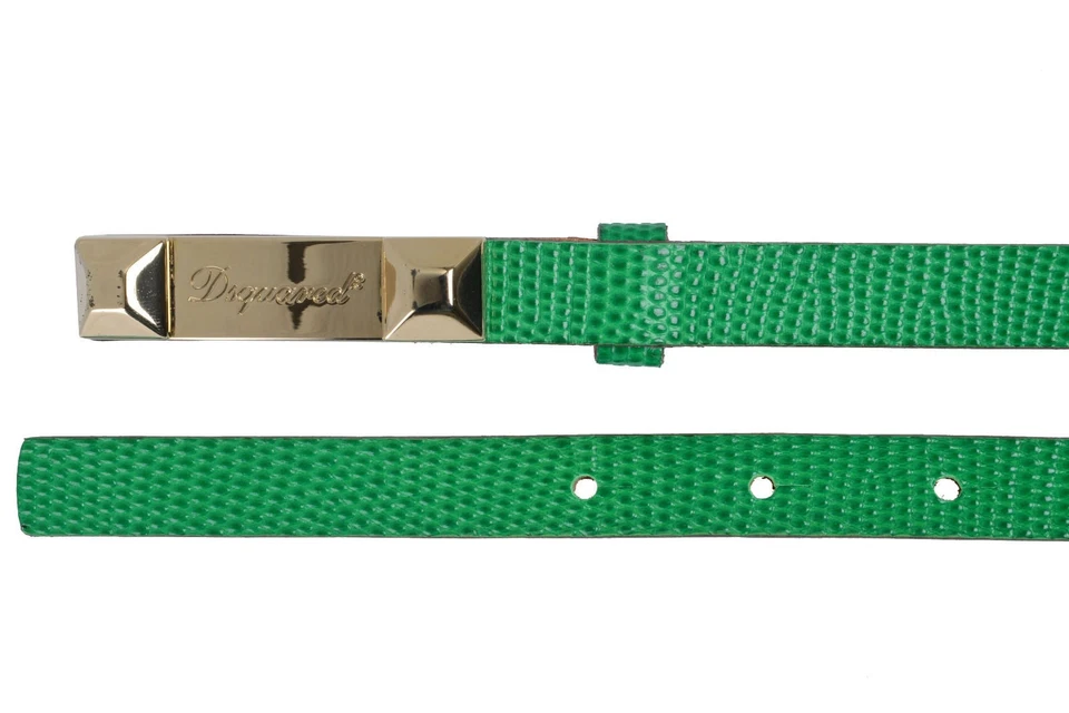 Cinturón para mujer Dsquared2 verde estampado de piel de serpiente cuero genuino doble envoltura talla S M Foto 3 de 3