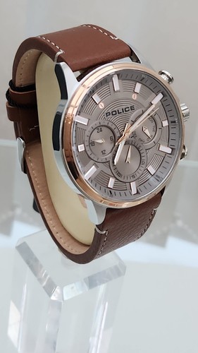 New POLICE Mens Watch BROWN Dial Day & Date leather strap RRP£250 Ideal Gift (A6 - Picture 15 of 24