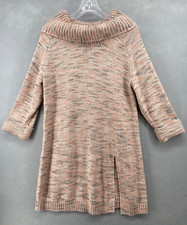 Pure Jill Dress Womens Medium Sweater Knit Long Sleeve Pink Green Cowl Neck