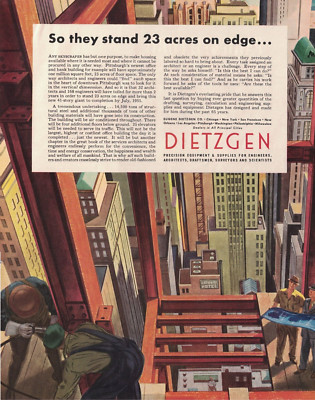Dietzgen Skyscraper Precision Equipment 1950s Art Deco Vintage Magazine Print Ad