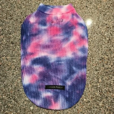 Canada Pooch Wild Side Knit Sweater Size M 14 Purple Tie Dye Dog Outfit NWOT