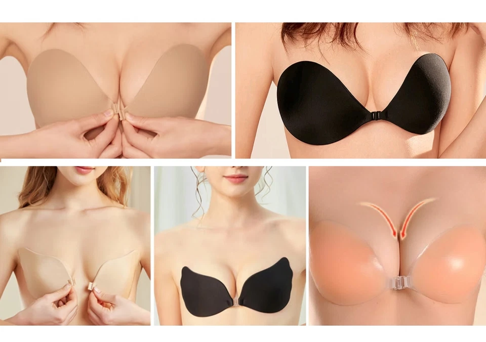 Trägerloser Silikon BH Push Up Selbstklebend Einlage Bra Abendkleid rückenfrei