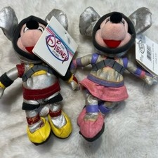 Disney Store spaceman Mickey and spacewoman Minnie Mouse bean bag plush