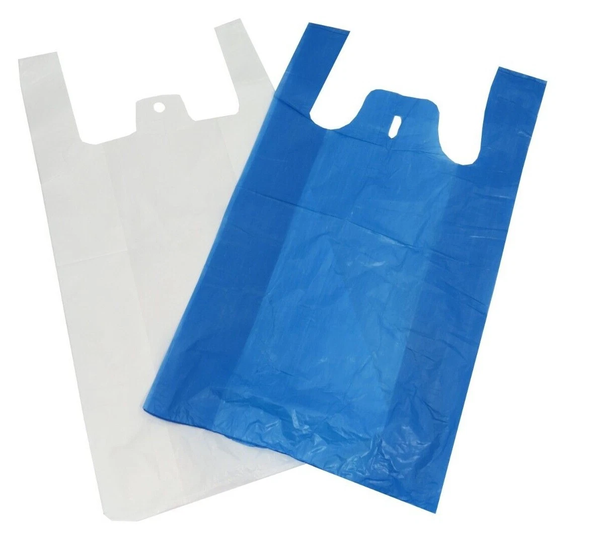 HIGH QUALITY PLASTIC VEST CARRIER BAGS BLUE OR WHITE 11