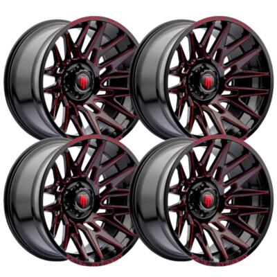 22 Red Rims (Set-4) American Truxx Evolution 22x12 6x135 -44mm Black Red Wheels ...