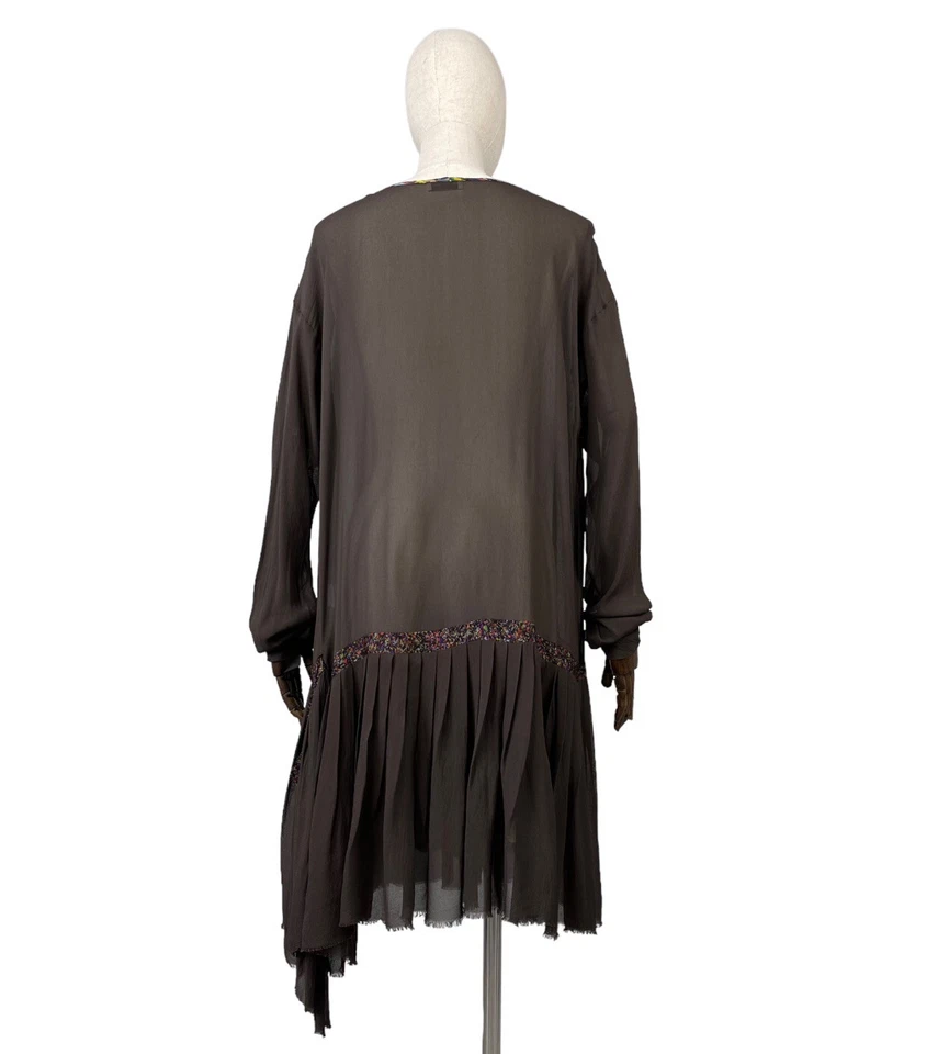 Vestido de encaje asimétrico con flecos marrón para mujer DRIES VAN NOTEN talla 40 Foto 3 de 4