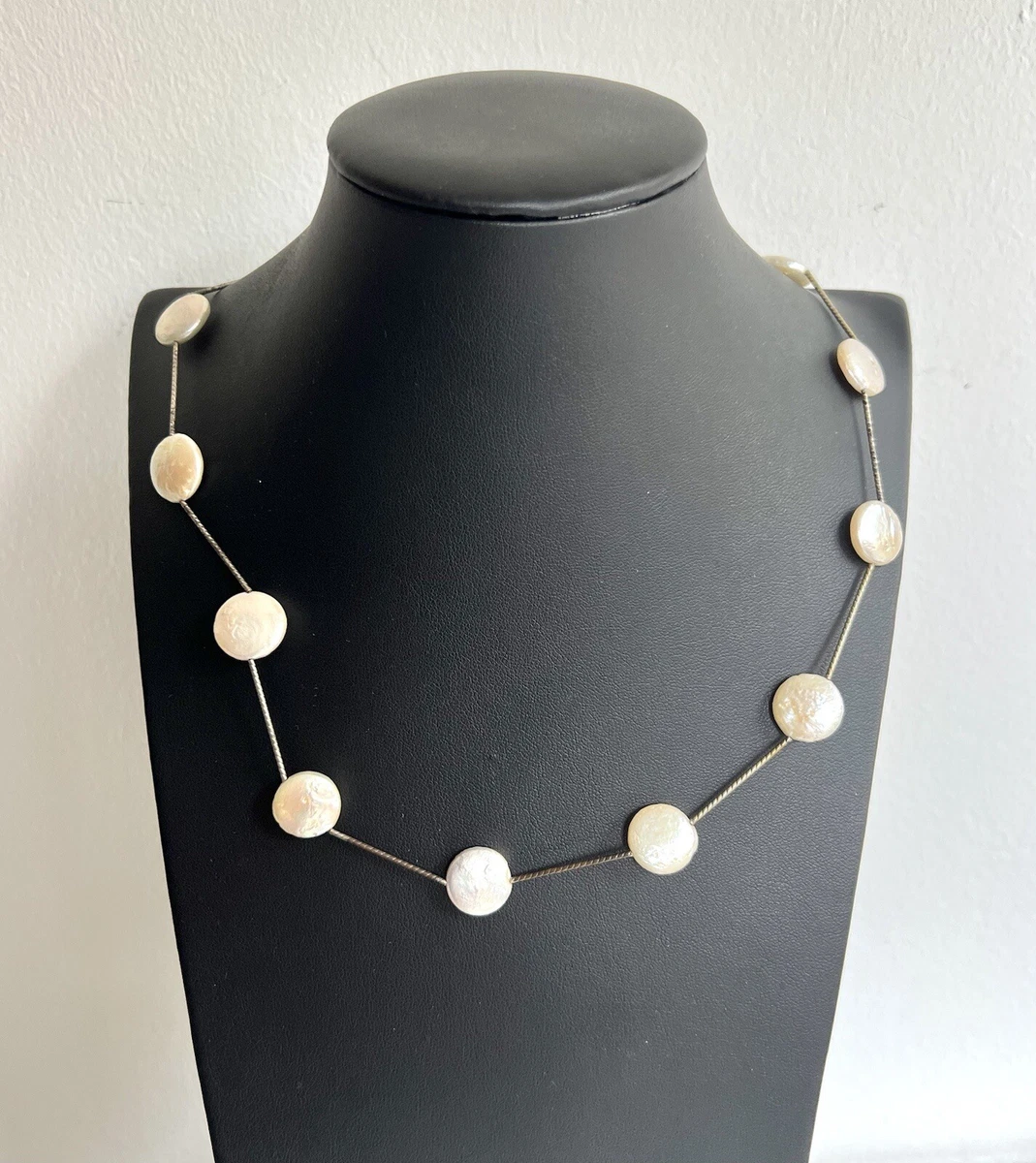 Flat coin pearl necklace clearance