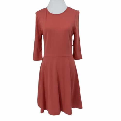 Lark & Ro Shift Dress Womens Size S Soft Pleats A Line 3/4 Sleeves Scoop *READ