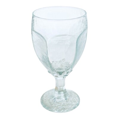 Libbey CHIVALRY CLEAR 3212 Hammered Textured Hexagonal Glass Water Goblet MINT