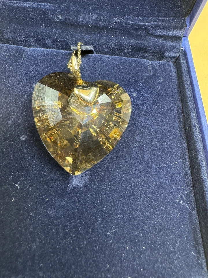 正品施华洛世奇干邑金色心形吊坠项链,0987380 - 非常罕见 — 第 3/4 张图片